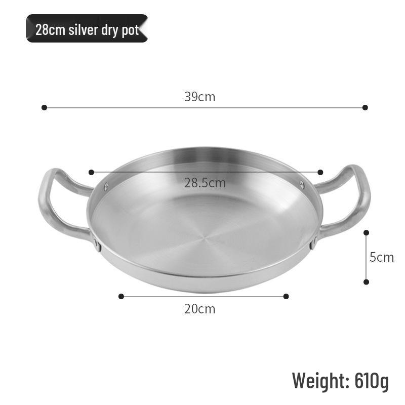 Korean Stainless Steel Double-Ear Hot Pot for Seafood and Rice