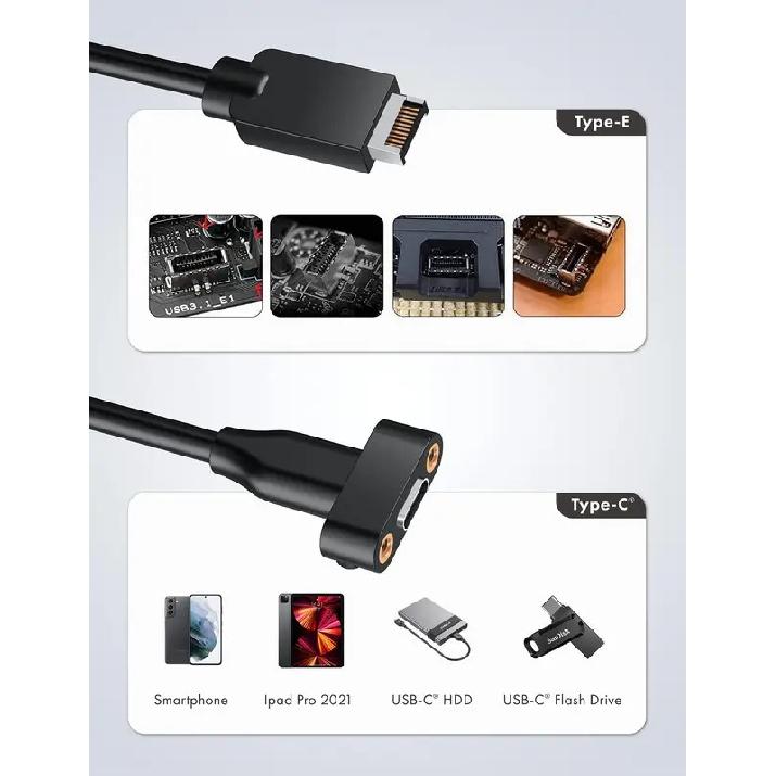 20 Гбит/с USB 3.2 Gen 2x2 USB-C Адаптер на переднюю панель Type-C, Кабель-удлинитель для разъема материнской платы, USB-C на USB3.2 Type-E Key-A 20-контактный