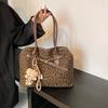 New Leopard Stitching Tote Bag Fashion Retro Matte Large-capacity Handbag Daily Commuter Shoulder Bag