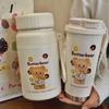 Термокружка-термос Cute Bear для студентов 2024 года — нержавеющая сталь, высококачественная, портативная, с трубочкой