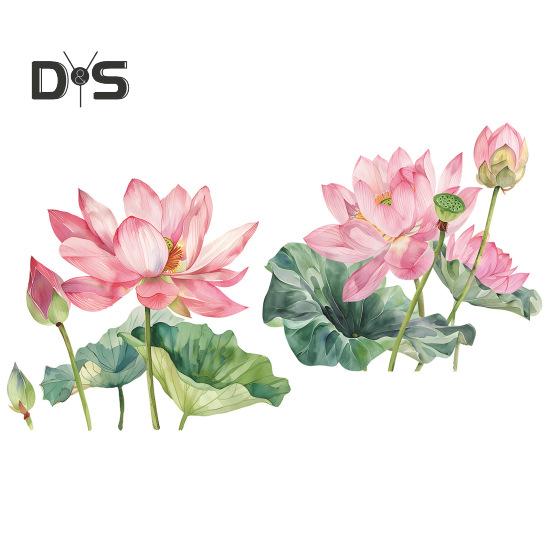 Летняя наклейка на унитаз с цветком лотоса, съемная самоклеящаяся водонепроницаемая ПВХ для гостиной, ванной комнаты, стены искусства, цветочная наклейка для украшения крышки унитаза