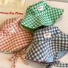 Tie Strap Plaid Bucket Cap Summer Fisherman Caps Ins Sunscreen Hat  Outdoor