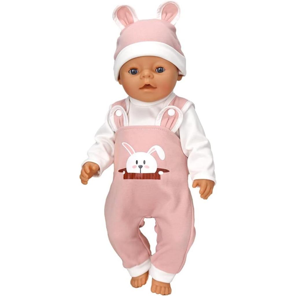 Doll Clothes for 36-43cm / 17Inch New Born Baby Dolls, Soft Outfit with Hat (Not A Doll)