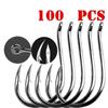 100pcs/set #3~12 High Carbon Steel Fishing Hooks Pack with Hole