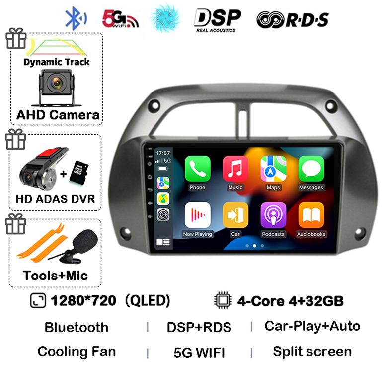 Автомагнитола Android14 Carplay для Toyota RAV4 Rav 4 2001 2002 2003 2004 2005 2006 Мультимедийный GPS-плеер Стерео 2din Головное устройство DSP