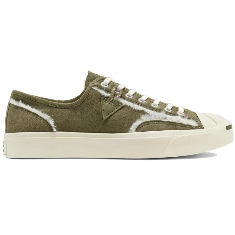 Converse Faux Fur Lined Leather Jack Purcell 'Green White' (Unisex) Canvas Shoes 166511C