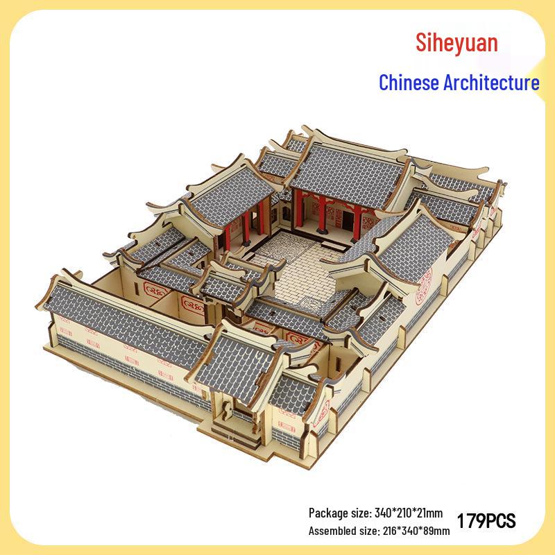 3D Wooden Puzzle House: Adult & Children's Educational DIY Building Blocks