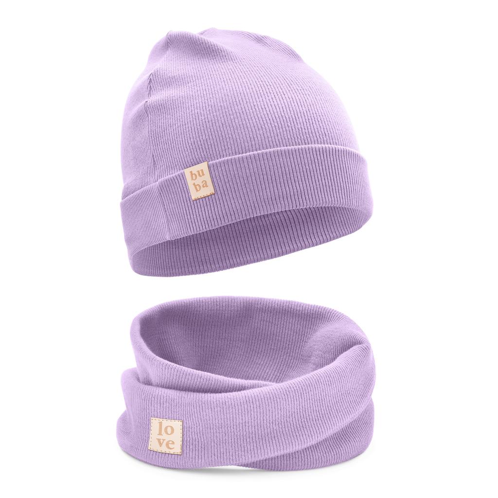 CZAPKA KOMIN KOMPLET DLA DZIEWCZYNKI NIEMOWLĘ WIOSENNA Fioletowy 40-46 cm