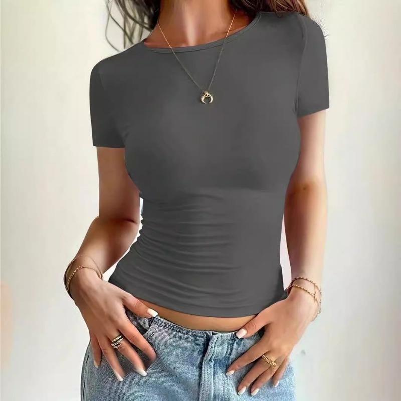 Women's Short Slim Fit Round Neck T-Shirt