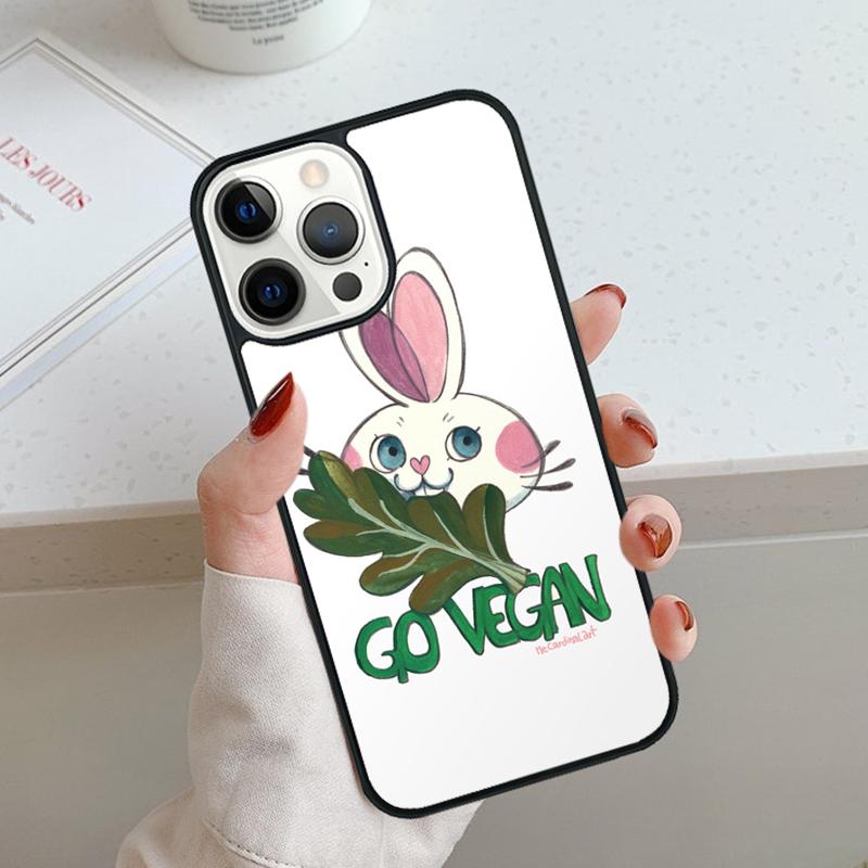 VEGAN QUOTES Rabbit LOVE VEGGIE Phone Case For iPhone 17 Air 11 12 13 14 15 16 Pro Max Cover For iPhone 17 Air Max Plus