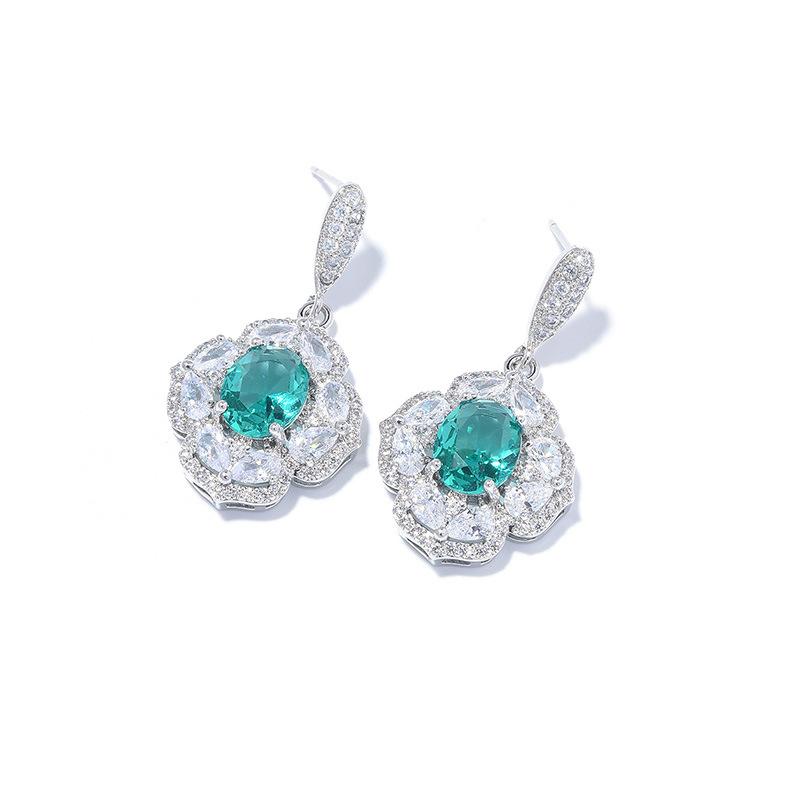 Light Luxury Fashion Temperament Full Diamond Earrings 925 Silver Needle Earrings Inlaid With Zircon Earrings, Multi-Color