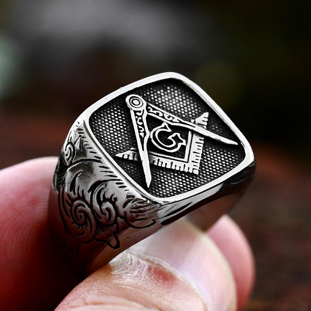 New Vintage Stainless Steel Masonic Ring For Men Fashion Punk High Quality Religious Amulet Rings Biker Jewelry Gifts Wholesale 5