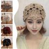 Women Knitting Hat Hollow Crochet Flower Pattern Breathable Handcrafted Hat Outdoor Work Street Wear