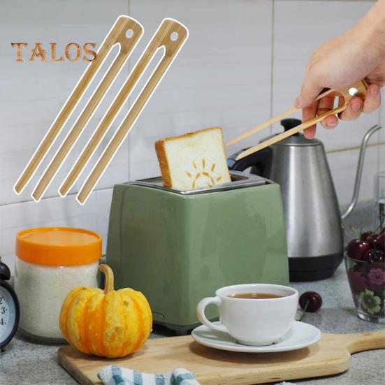 Магнитные щипцы для тостера, бамбуковые сервировочные щипцы, 8,66 дюйма, кухонные принадлежности для приготовления тостов, бекона, кексов, бубликов