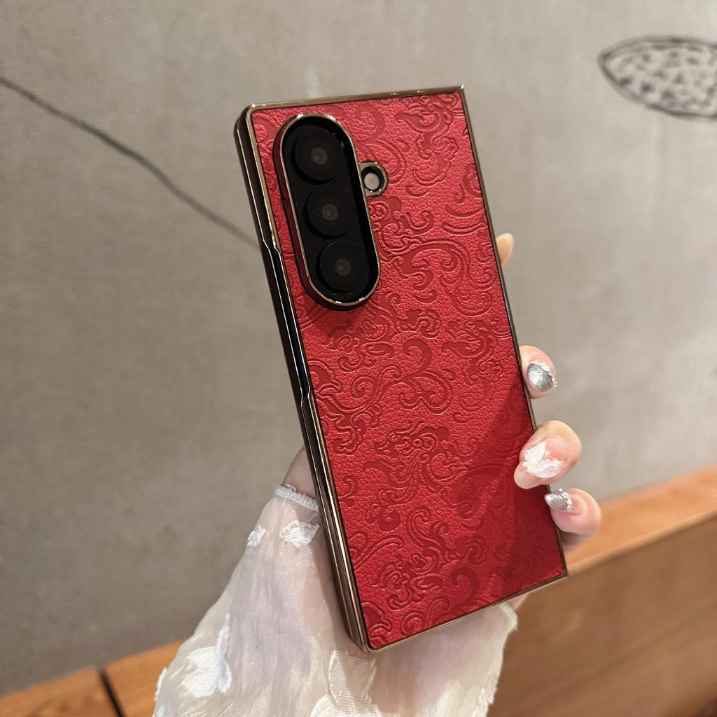 Кожаный защитный чехол с рисунком дракона и пленкой для Samsung Z-Fold7/Z-Fold6/Z-Fold5