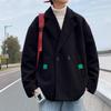 Мужское пальто осень новая свободная шерстяная куртка корейский стиль модная и красивая лацкан короткая шерстяная ветровка