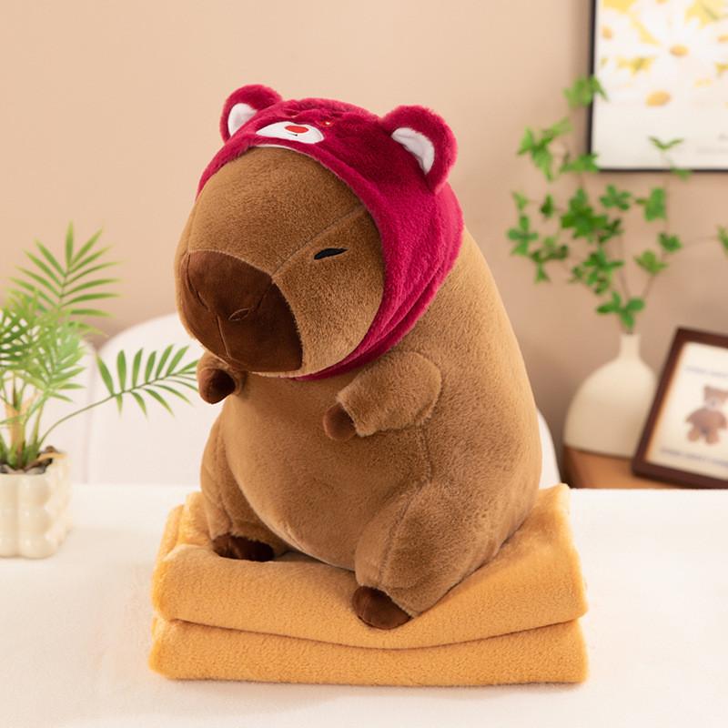 Tortoise Plush Capybara Stuffed Animal Travelfriendly With 2in1 Pillow Blanket