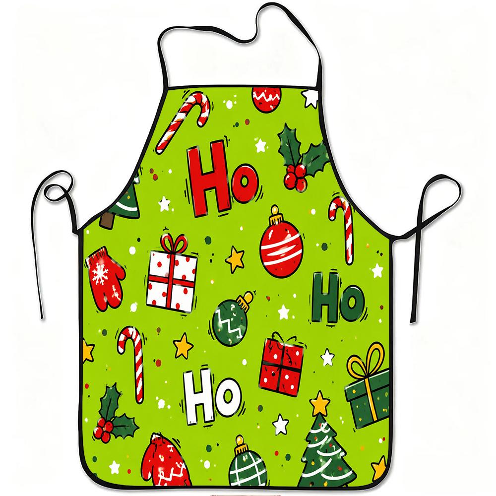 1pc Christmas Pattern Funny Print Apron, Durable And Easy to Clean, Adjustable Waistband, Polyester Material, for Kitchen Cooking, Gardening, Orchard