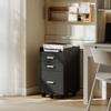 3 Drawer Filing Cabinet Rolling File Cabinet With Edged Top For Letter A4 Size Hanging File Folders Black