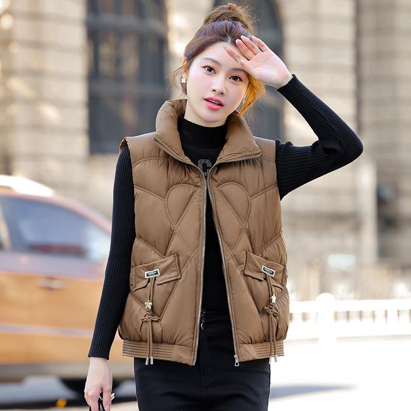 Down Cotton Vest Women's Autumn and Winter Short Cotton Jacket Versatile Down Cotton Vest Vest Vest Vest Stand Collar Vest Jacket Batch