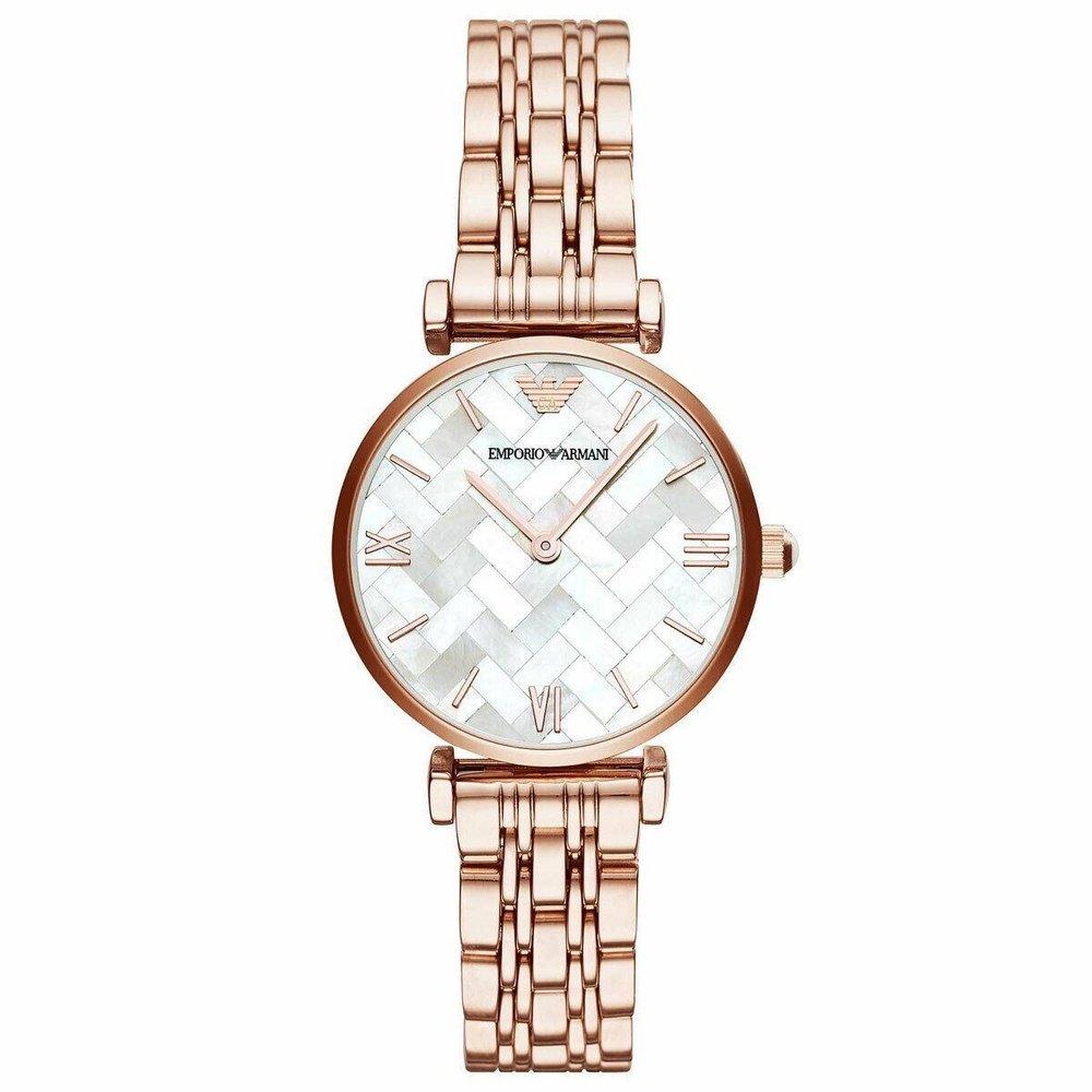 Emporio Armani Женские часы AR11110 Gianni с Т-образным ремешком, корпус в цвете розового золота