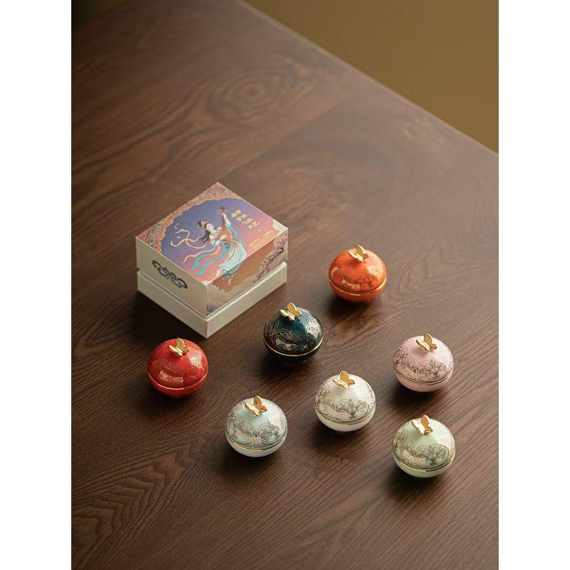 15g Ceramic Jar Ancient-Style Fragrance Balm Gift Box for Women, Long-Lasting Floral Plant Fragrance, Portable Solid Balm