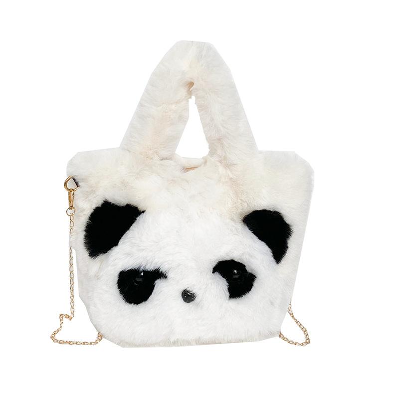 Женские симпатичные сумки-панды, кошельки из искусственного меха, плюшевая пушистая сумка через плечо для женщин, пушистая сумка-тоут на осень-зиму, сумка через плечо большой вместимости