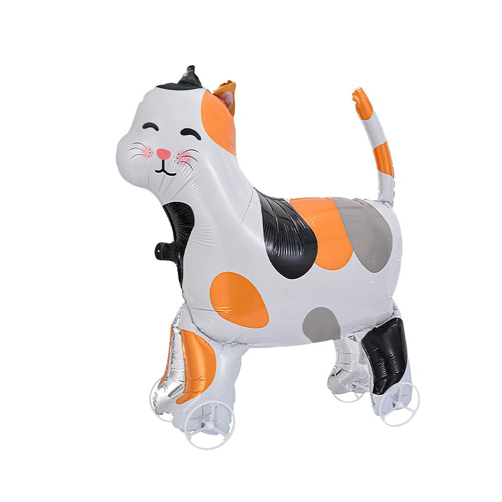 1 Pack of Wheeled Calico Cat Aluminum Foil Balloons, Suitable for Birthday Parties, Animal-Themed Birthdays, and Themed Party Decorations
