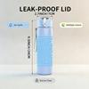 1PC Blue Fern Leaf Line Art Pattern 750ml Color Plastic Sports Water Bottle Leakproof Flip Straw Lid Suitable for Sports Office Home Use