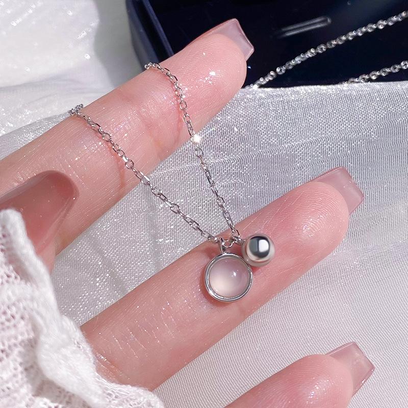 Круглое ожерелье с имитацией кошачьего глаза для женской модной ниши, стильное и простое для поездок на работу, универсальная цепочка на ключицу