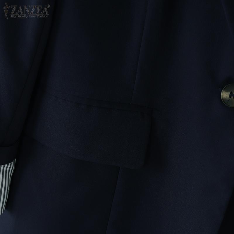 ZANZEA Женский модный пиджак с воротником и длинным рукавом в полоску