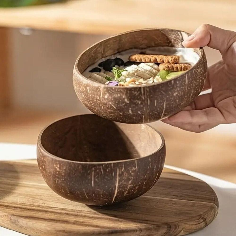 Reusable Coconut Bowls Natural Serving Dishes New Utensils Breakfast