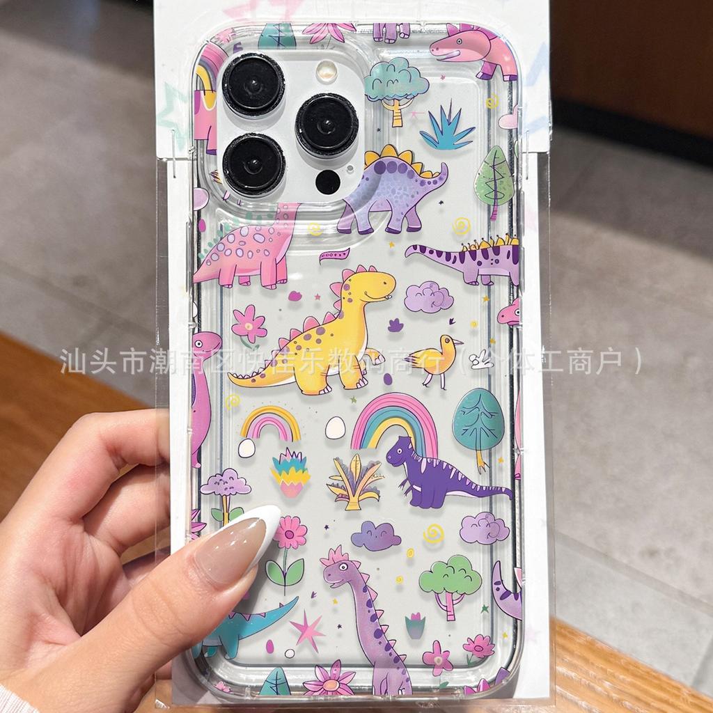 Мультяшный маленький динозавр подходит для iPhone 15 Pro Max, чехлы для iPhone 16/17 прозрачные, 13/14 прозрачные, ударопрочные