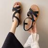 Women's Sandals 2024 Summer New Fashion Rome Shoes Casual Cross Stretch Flat Soft Sole Platform Shoes Female Sandalias Mujer