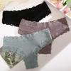 Flower Lace Panty Sexy for Women Low-Waist Solid Color Briefs Pure Cotton Breathable Soft Lingerie Comfortable Female Underwear S-XL