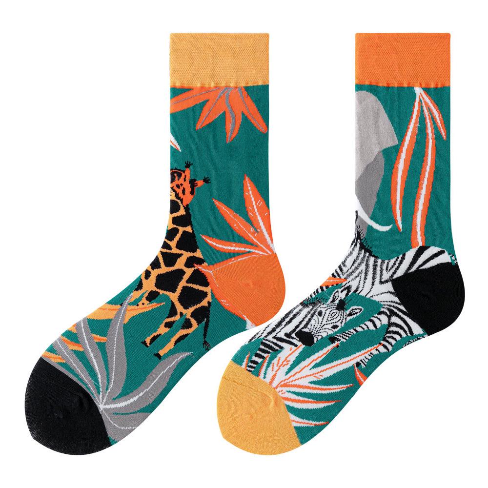 Asymmetric Colorful Christmas Cotton Socks for Couples