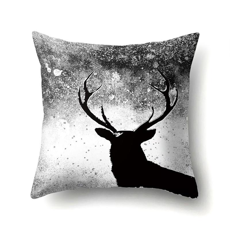 Polyester Pillowcase Automobile Decoration Home Printed Deer Pillowcase Waist Cushion Cover Car Cushion Head Cushion Cover