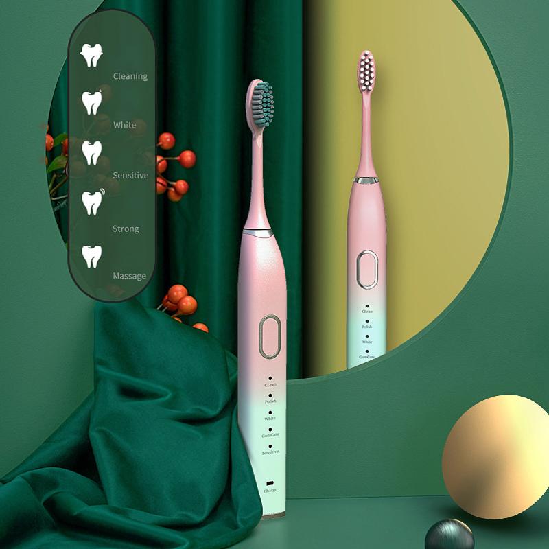 Ultrasonic Electric Toothbrush Rechargeable USB for Adults Teeth Whitening 5Mode Sonic Tooth Brushes Smart Timer with Travel Box