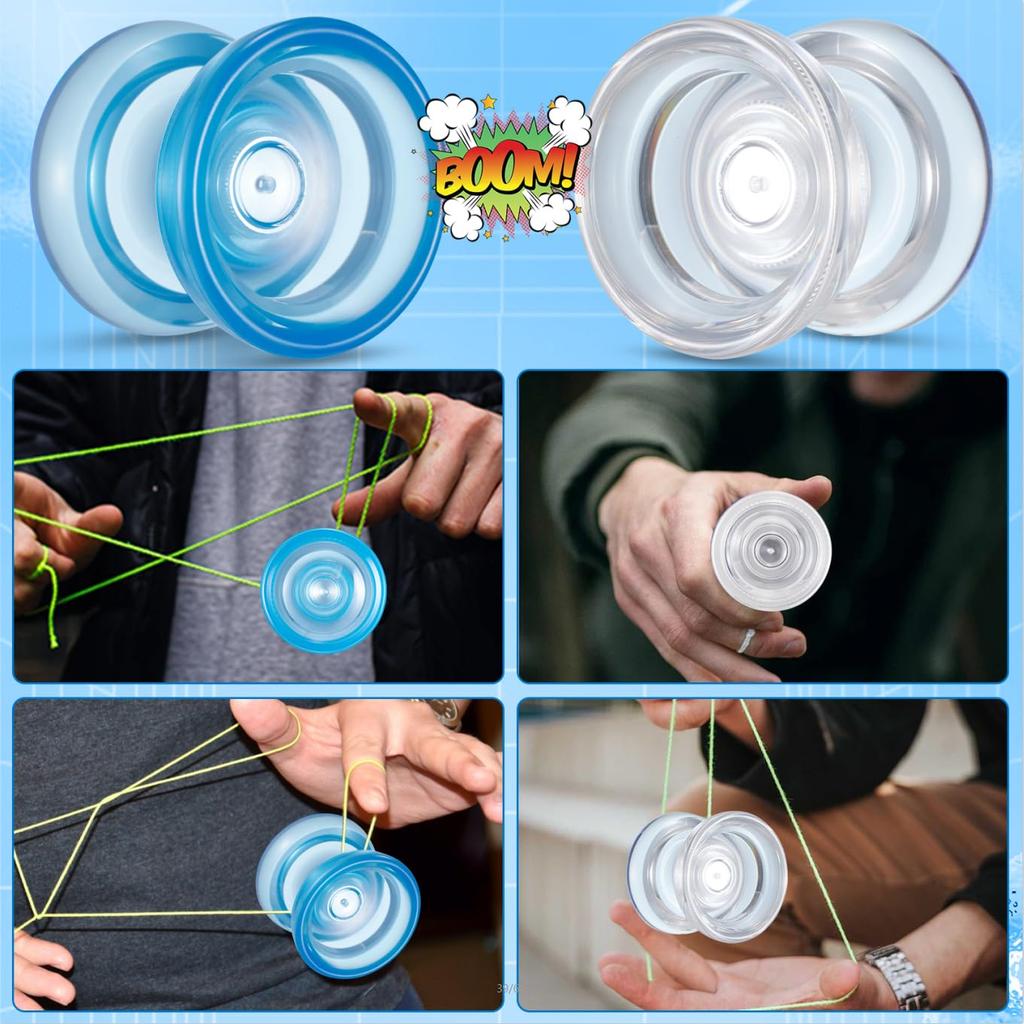 WATIEOBOO YOYO P02 Yoyo 2PCS Dual Mode Yoyo Responsive Yoyo and Yoyo Kit Crystal Yoyo and Blue Crystal Yoyo Finger Spin Yoyo for Adults Yoyo for Kids
