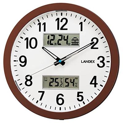 Настенные часы Landex Analog Dear Days с подсветкой Автоматическая подсветка Бесшумная непрерывная секундная стрелка Дисплей температуры и влажности Темно-коричневый YW9178DBR