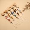 Wood Pacifier Holder Clips Bear Baby Teether Toys Straps Cute Baby Pacifier Chain  Baby