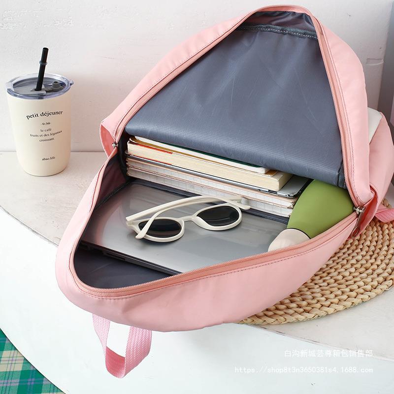 Four-Pieces Backpack Set Student Schoolbag Color Block Women's Large Capacity Backpack Campus Backpack