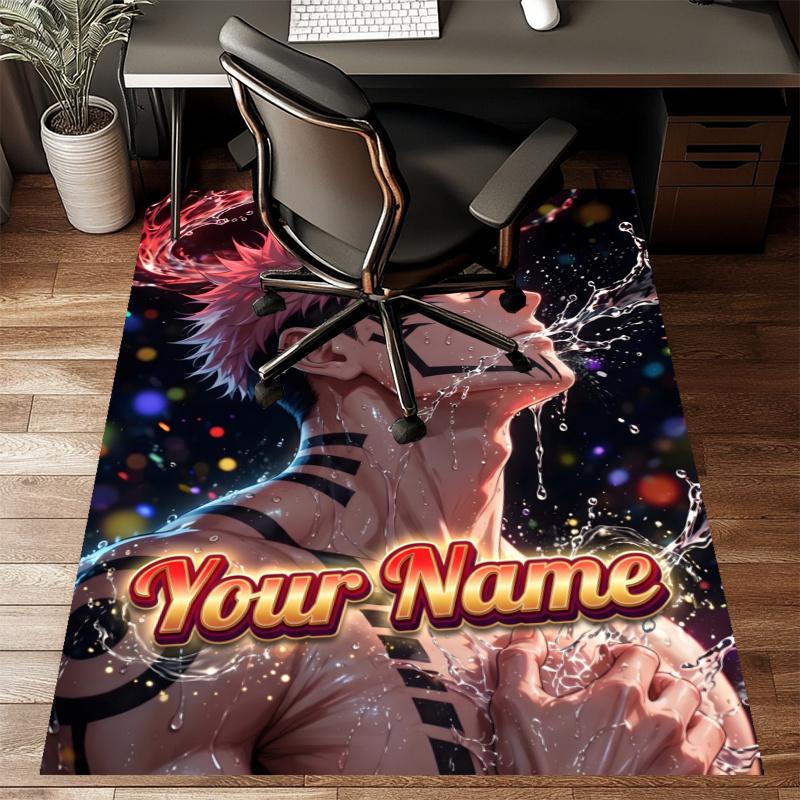 Sukuna Design Area Rug Personalized Name- Non-Slip, Soft & Cozy Floor Mat for Living Room, Office - Indoor/Outdoor Carpet
