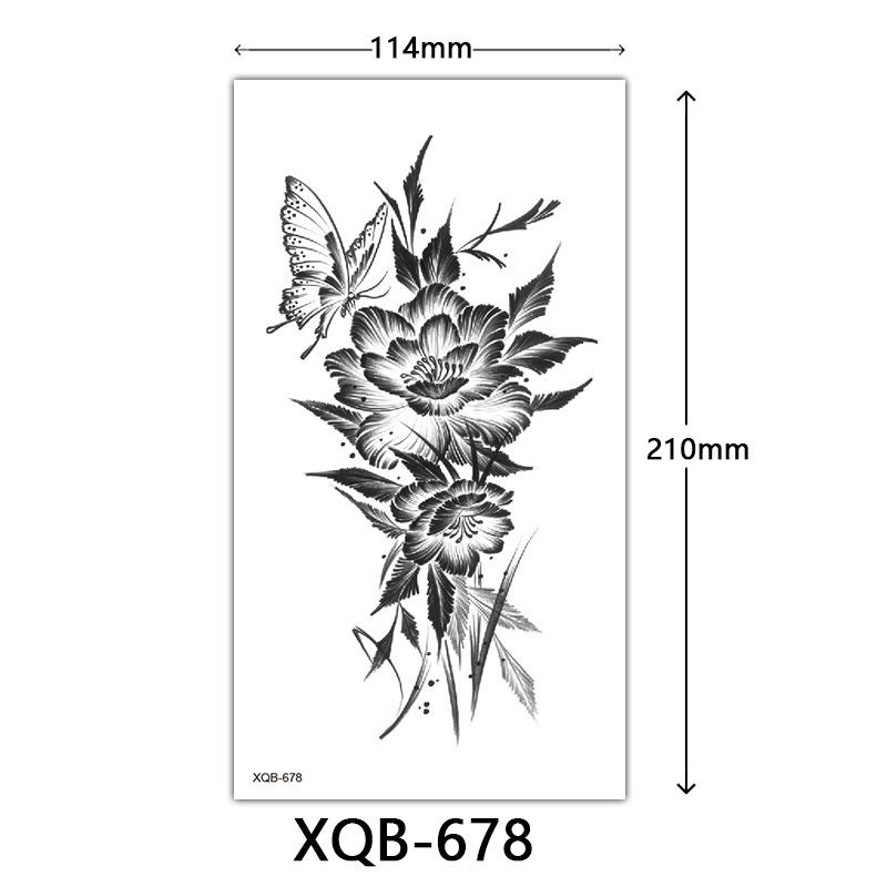 Маленькая наклейка-тату на всю руку, Цветочные буквы, Простая наклейка-тату с цветком
