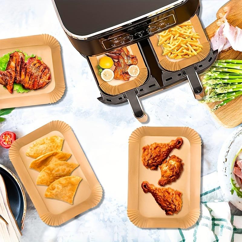 1 комплект/100 шт. Пневматические одноразовые подложки для фритюрницы, аксессуары для фритюрницы, прямоугольные подложки из пергаментной бумаги, для микроволновой печи и т. д.