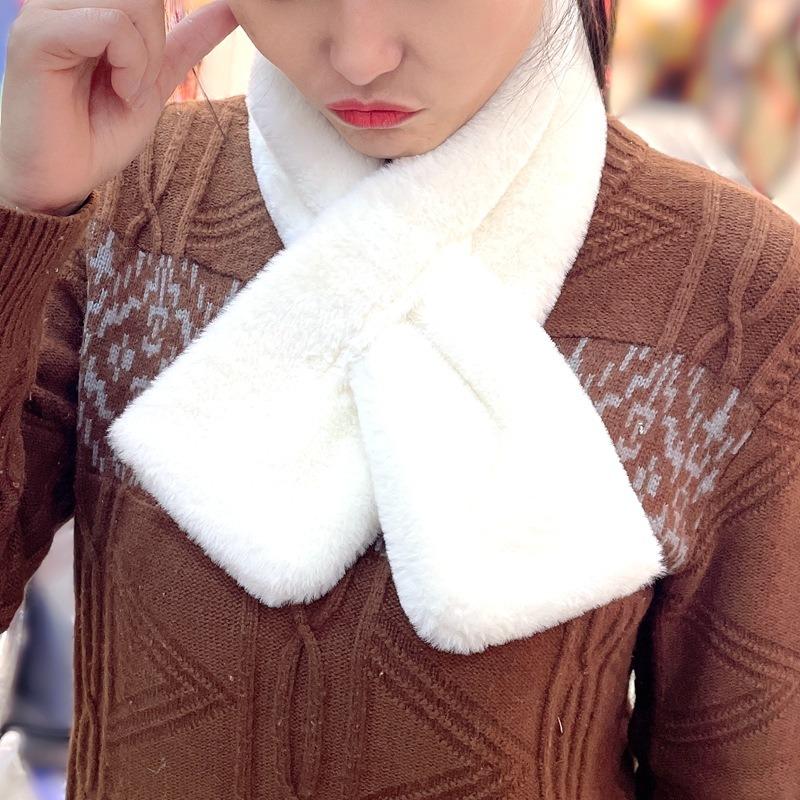 Scarf Women's Winter Imitation Rose Rabbit Fur Plush Shawl Thickened Fake Collar Scarf Women's Warm Thickened Plush Scarf Tide