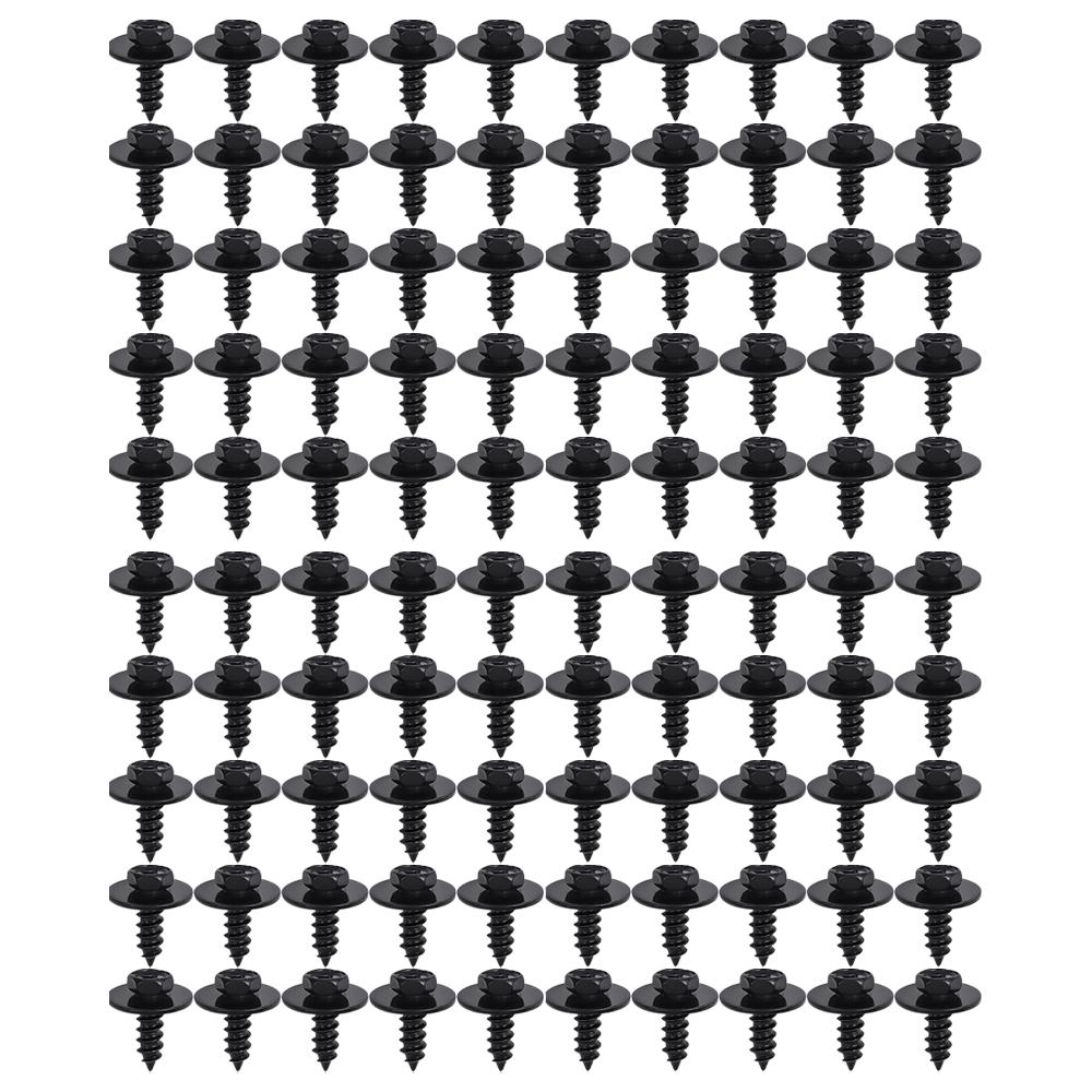 M6*18 Black Carbon Steel Self Tapping Screw Fender Bumper Splash Guard Engine Cover Fastener Clips Retainers Auto Body Parts Kit