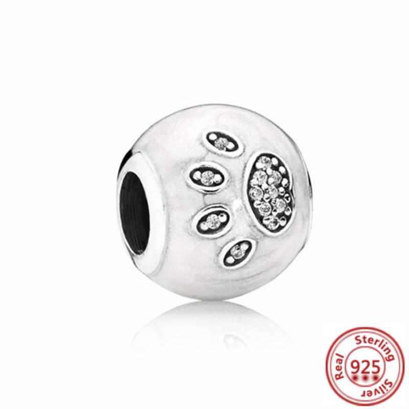 925 Стерлинговое серебро Медь Милые животные Подвеска с отпечатком лапы собаки Любовное сердце Бусины Подходят для оригинального браслета-шарма Pantaro DIY Изготовление из циркона