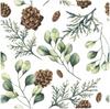 Napkins Holidays Christmas Eucalyptus Twigs Cones 33X33Cm 20Pcs
