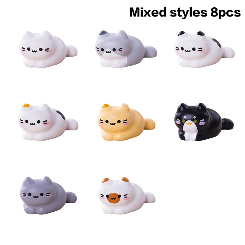 8Pc Cute Cat Animal Decoration Resin Craft Miniature Figure Tiny For Bonsai Fairy Garden Home Decor